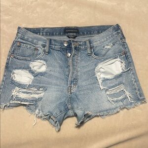 Aeropostale Distressed Denim Shorts - Blue
